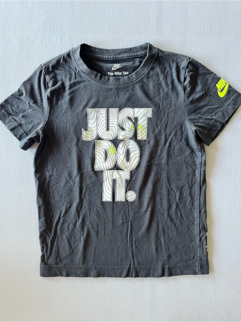 Nike Black Kids Short Sleeve Tee with Neon Accent